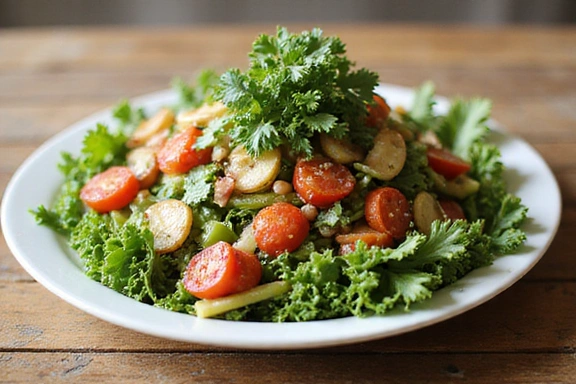 Ein bunter Salat mit verschiedenen gesunden Zutaten
