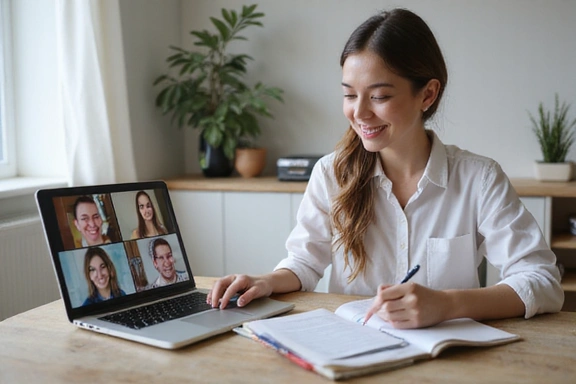 Frau nimmt an einem Online-Ernährungsberatungs-Videoanruf teil